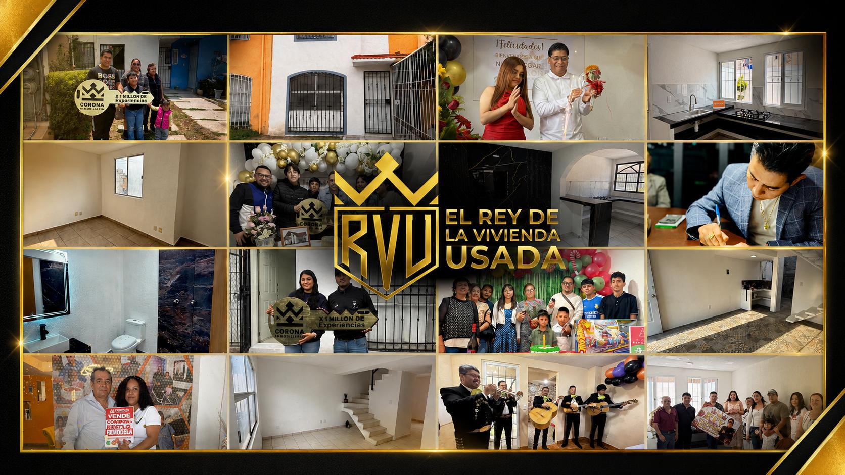 Collage de operaciones y clientes de Corona Inmobiliaria